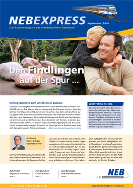 NEBEXPRESS September | 2014 Das Kundenmagazin Der Niederbarnimer Eisenbahn