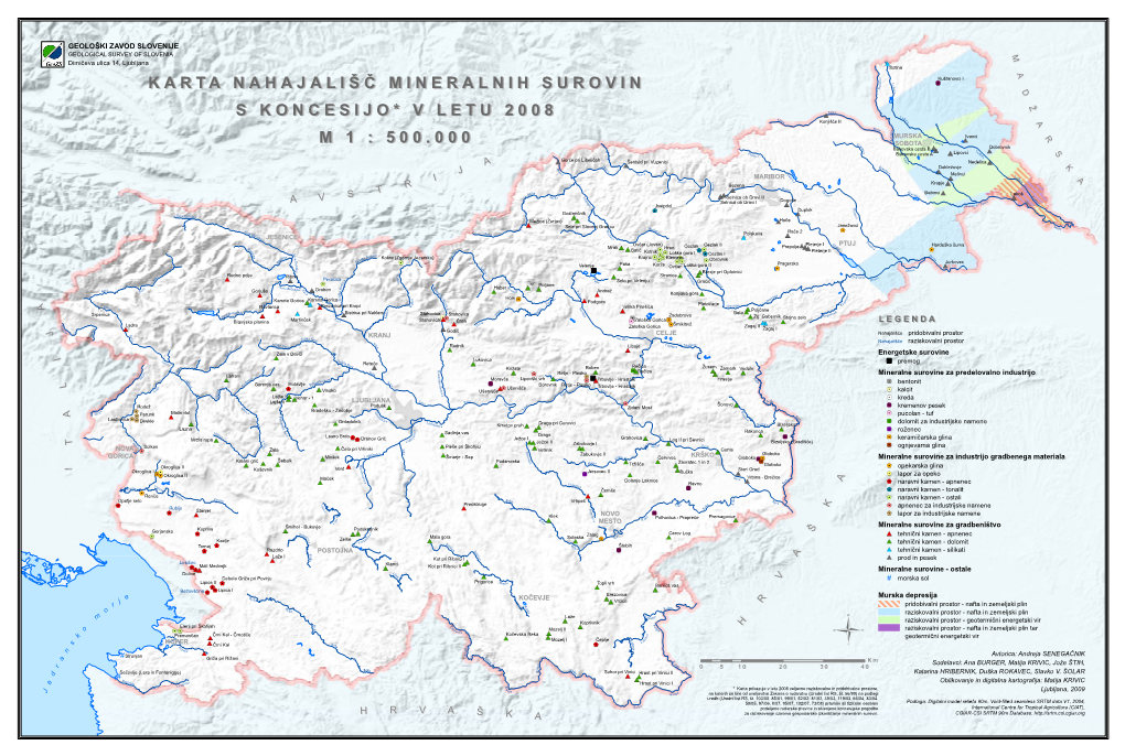 Karta Nahajališč Mineralnih Surovin S Koncesijo V Letu 2008 (PDF; 1