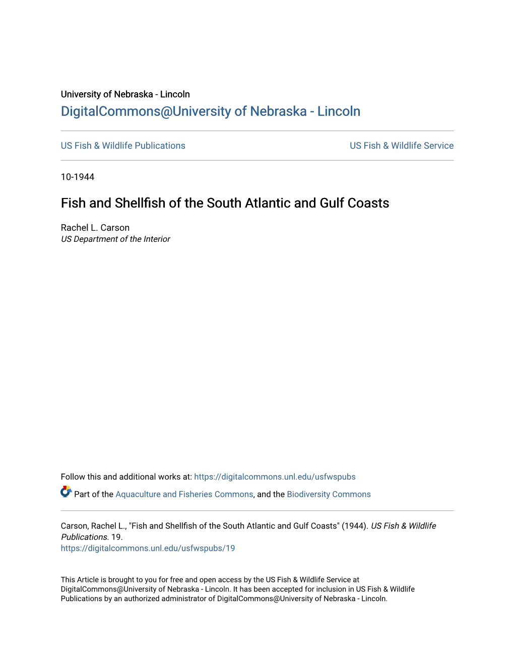 Fish and Shellfish of the South Atlantic and Gulf Coasts