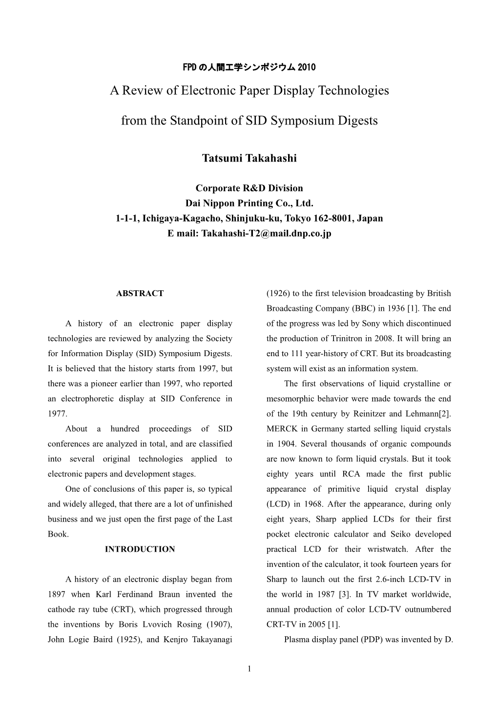 A Review of Electronic Paper Display Technologies from the Standpoint