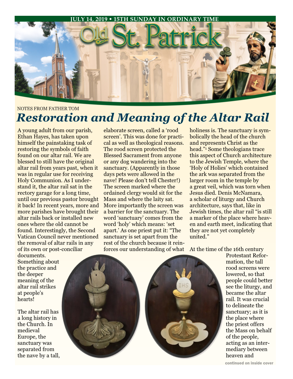 Restoration and Meaning of the Altar Rail a Young Adult from Our Parish, Elaborate Screen, Called a ‘Rood Holiness Is