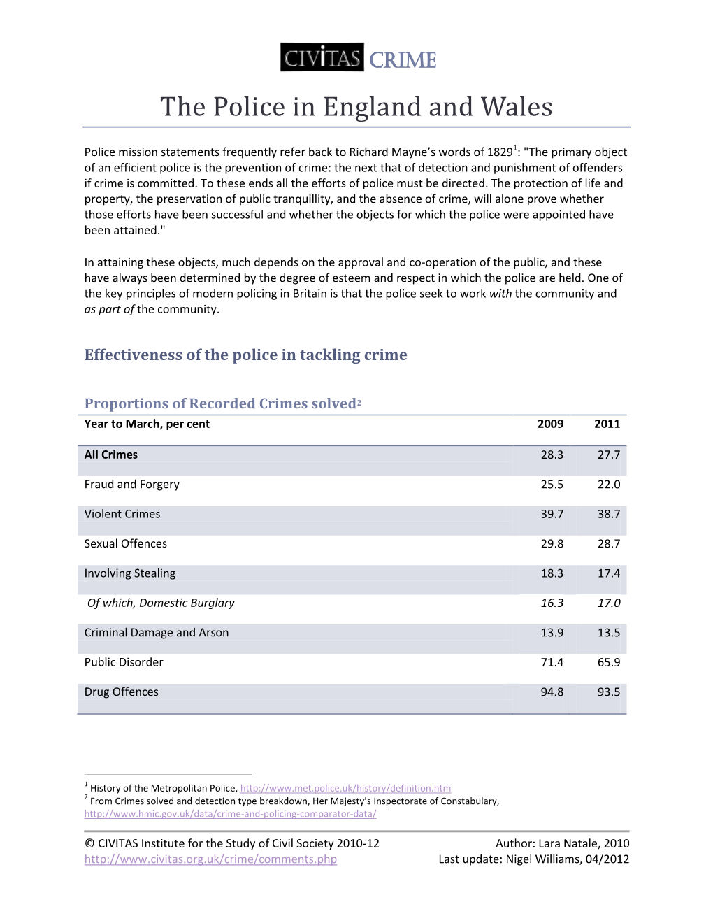 The Police in England and Wales