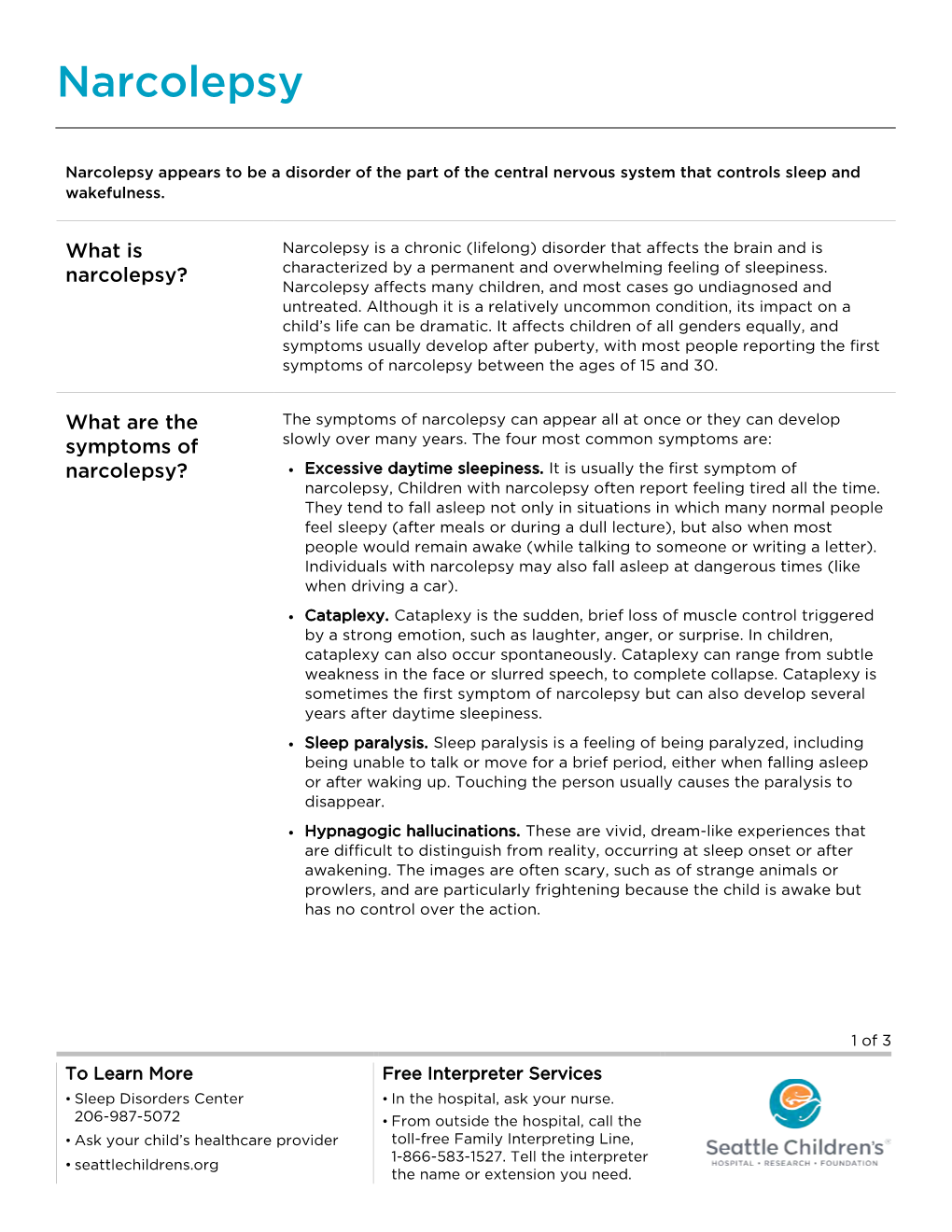 PE1281 Narcolepsy