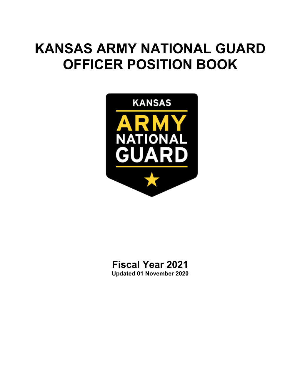 Kansas Army National Guard Officer Position Book