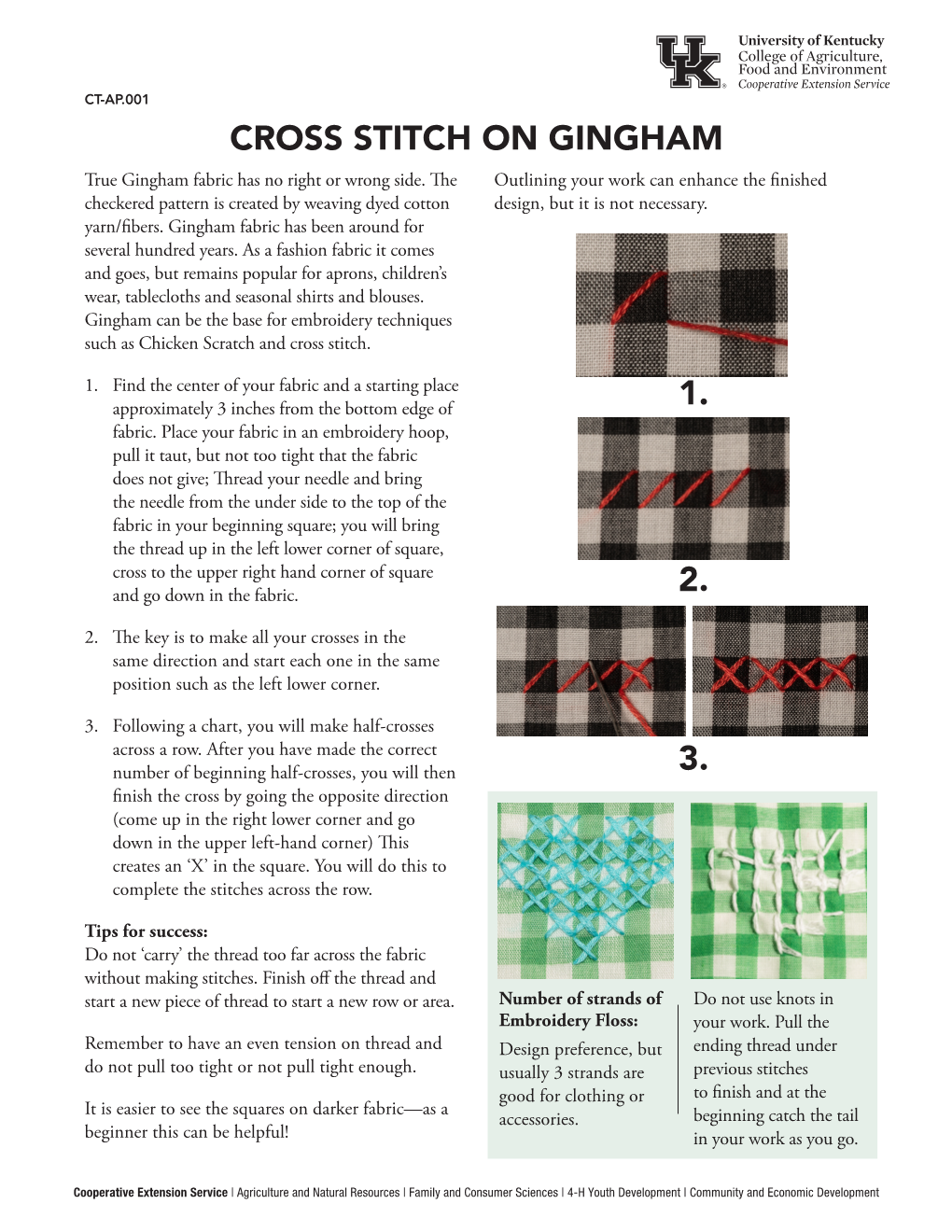 CROSS STITCH on GINGHAM True Gingham Fabric Has No Right Or Wrong Side