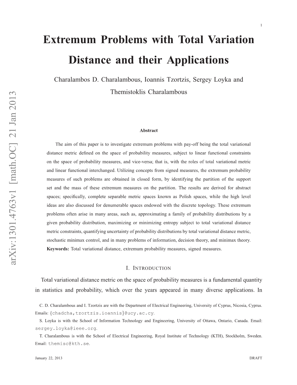 Extremum Problems with Total Variation Distance and Their