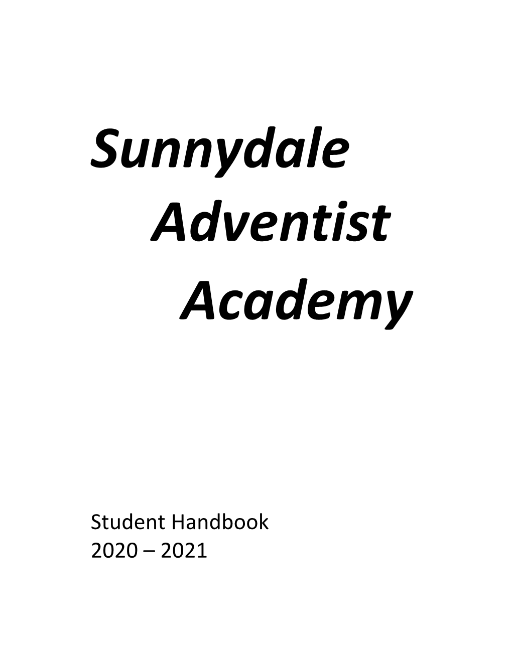 Student Handbook 2020 – 2021