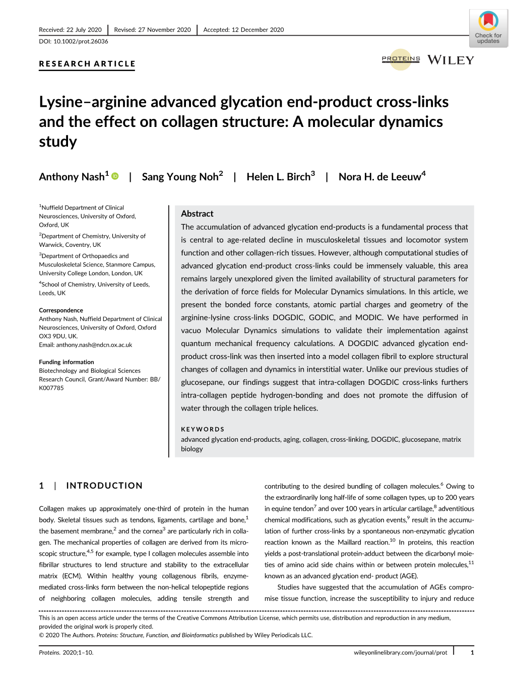 Lysine–Arginine Advanced Glycation End‐Product Cross‐Links and The