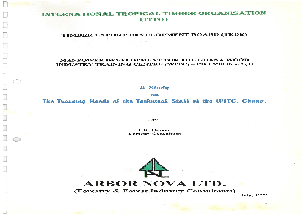 ARBORNOVALT, (Forestry & Forest Industry Consultants) July, 1999