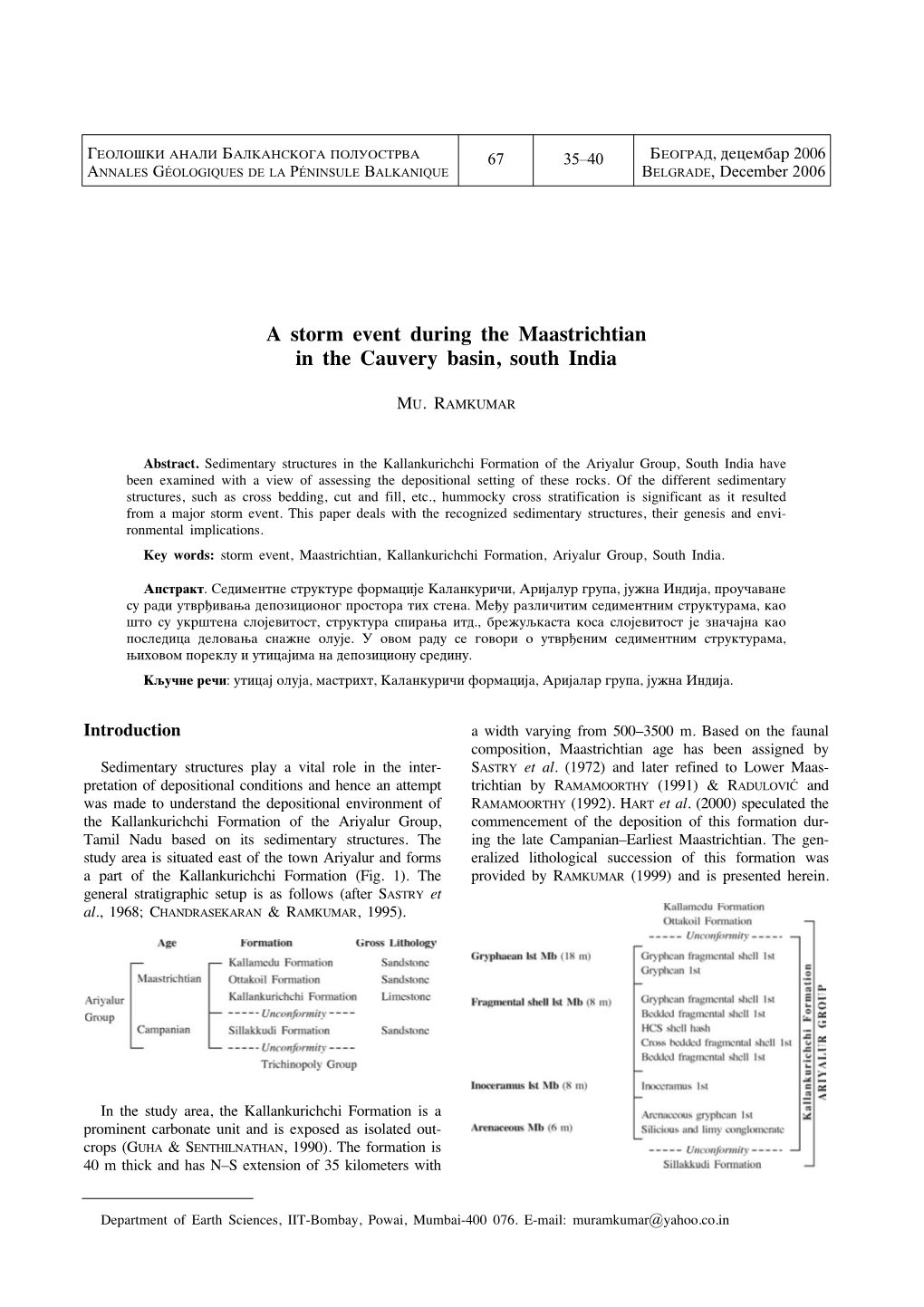 A Storm Event During the Maastrichtian in the Cauvery Basin, South India