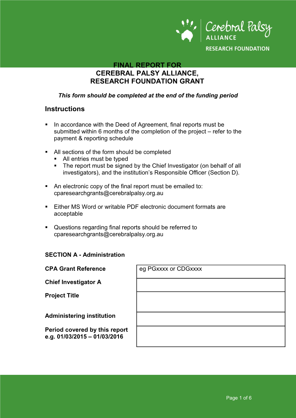 CP Foundation Grant Application Score Summary Sheet