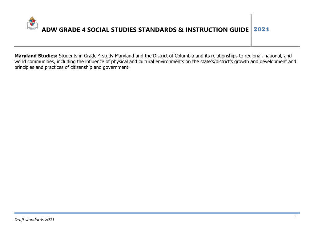 Adw Grade 4 Social Studies Standards & Instruction