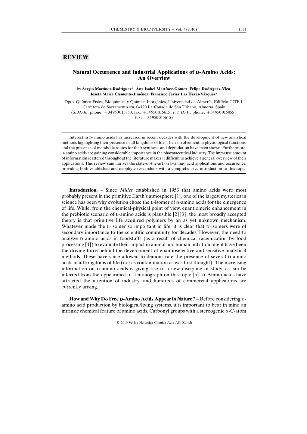 Natural Occurrence and Industrial Applications of D-Amino Acids: an Overview