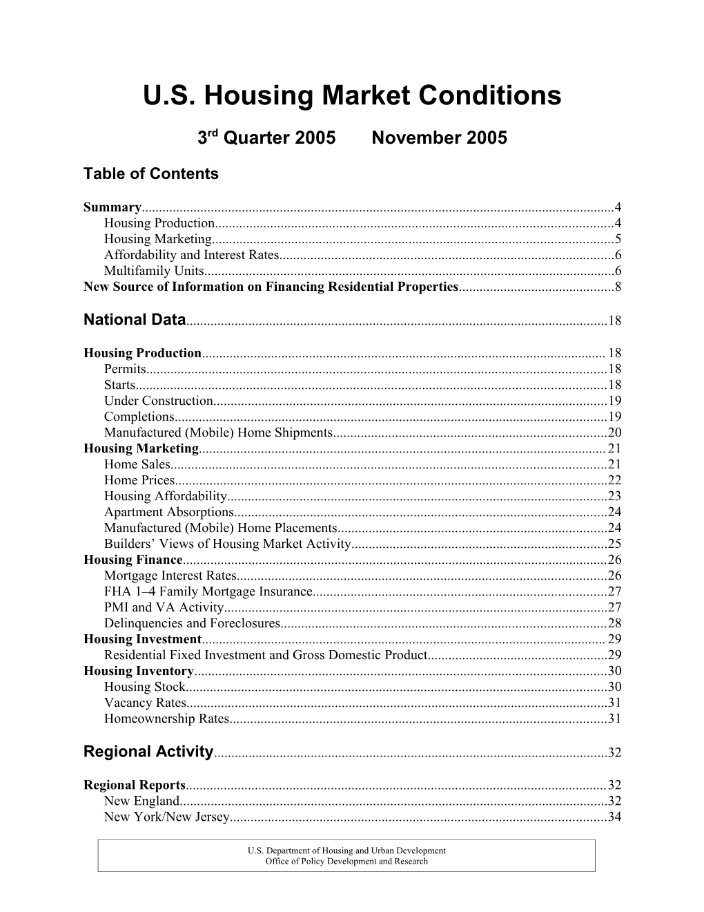 U.S. Housing Market Conditions