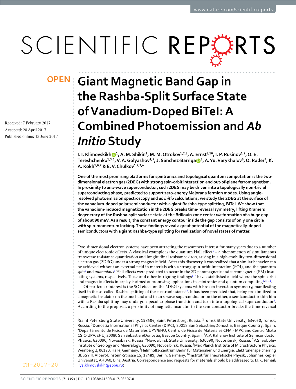 Giant Magnetic Band Gap in the Rashba-Split Surface State Of