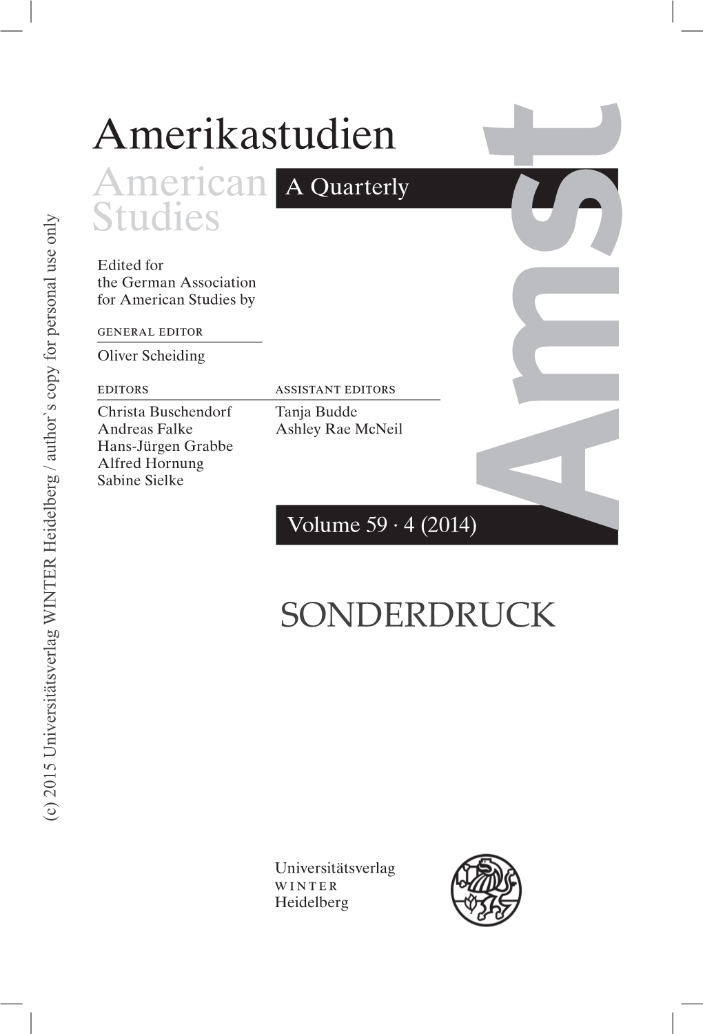 Amerikastudien American a Quarterly Studies Only