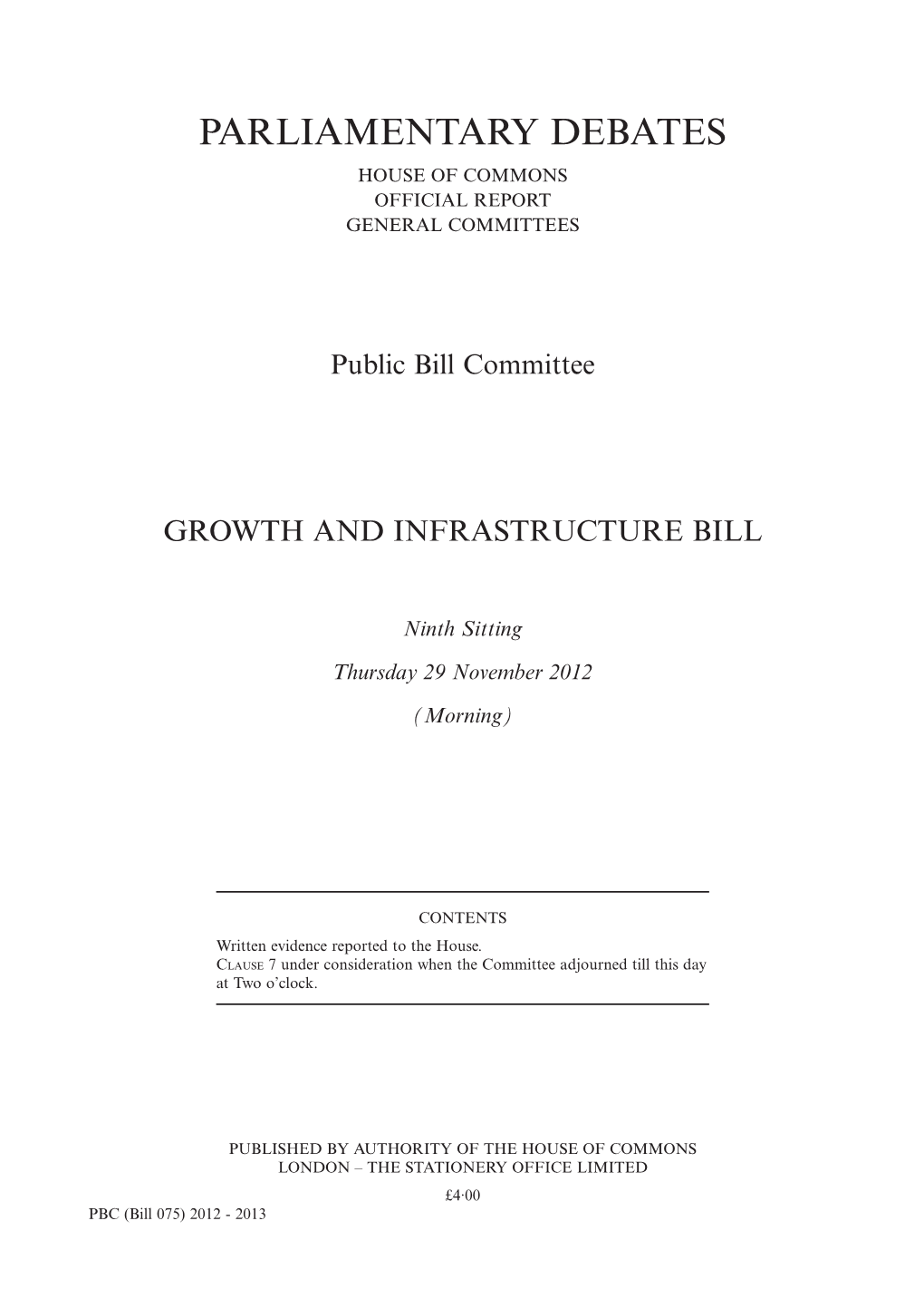 Parliamentary Debates House of Commons Official Report General Committees