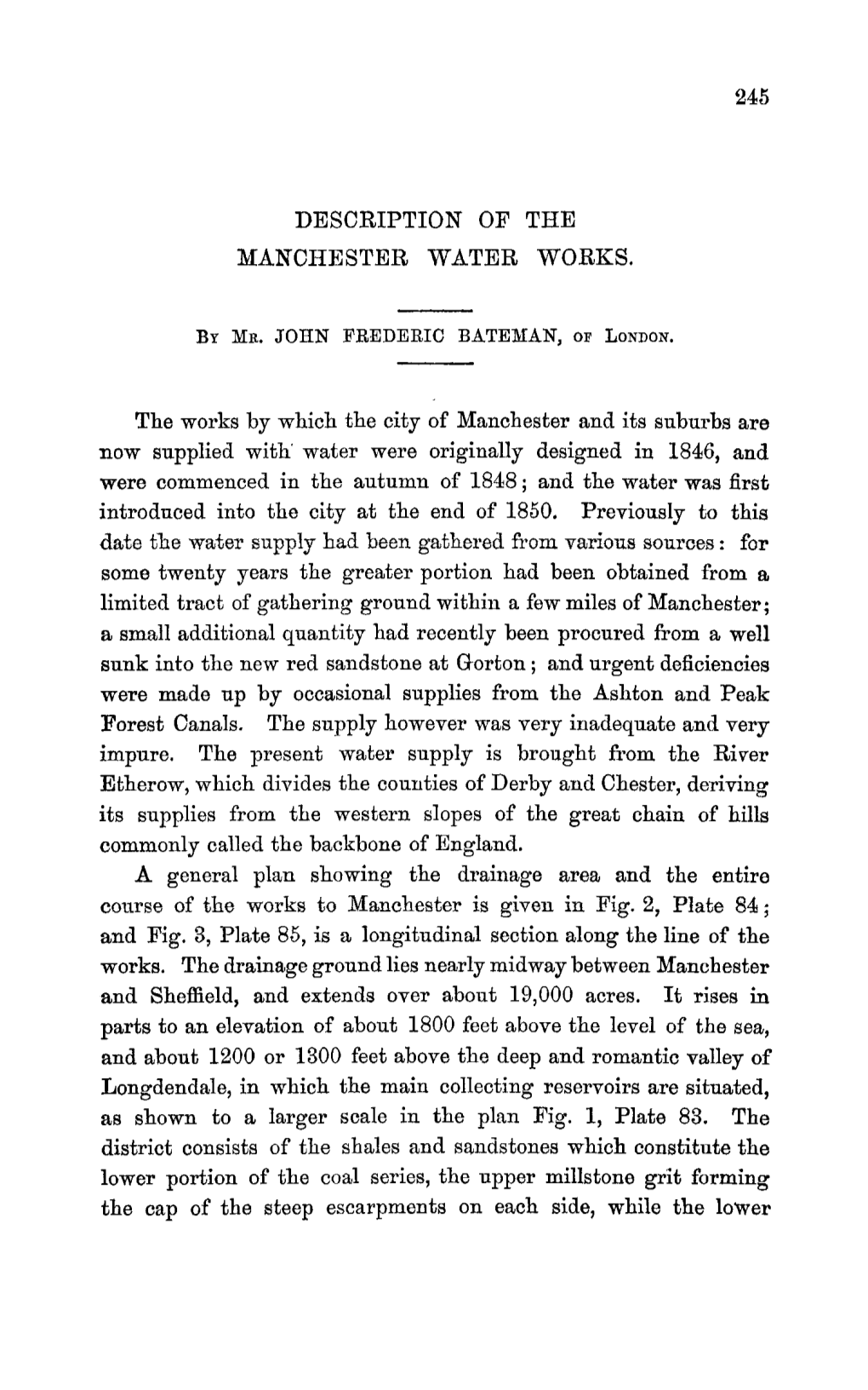 245 DESCRIPTION of the MANCHESTER WATER WORKS. The