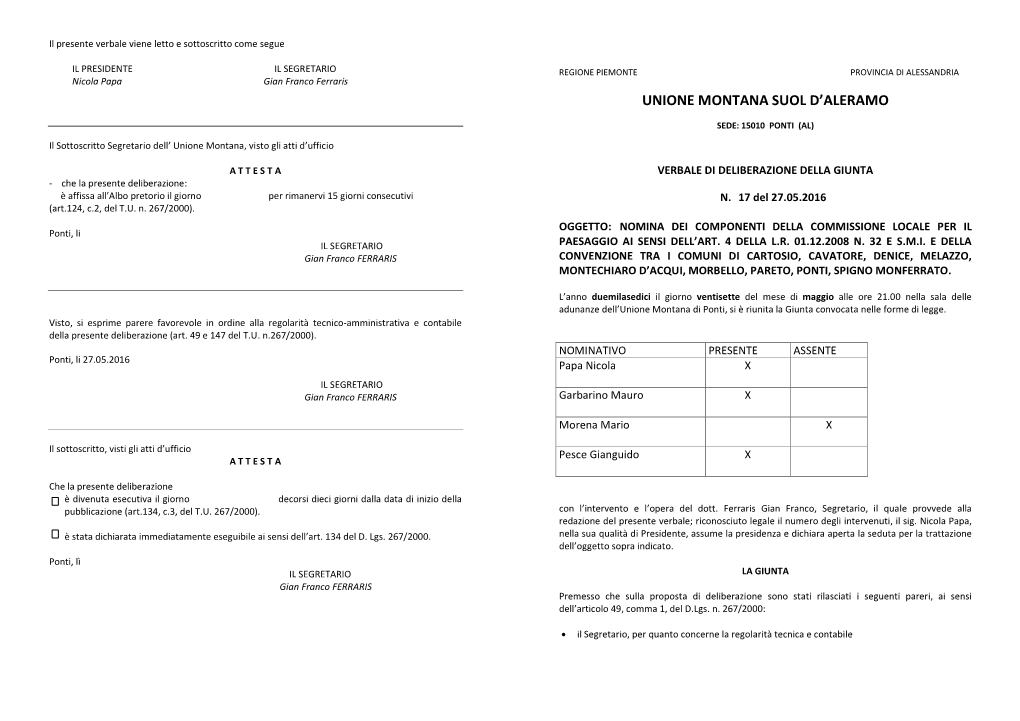 17 2016 Nomina Commissione Paesaggio