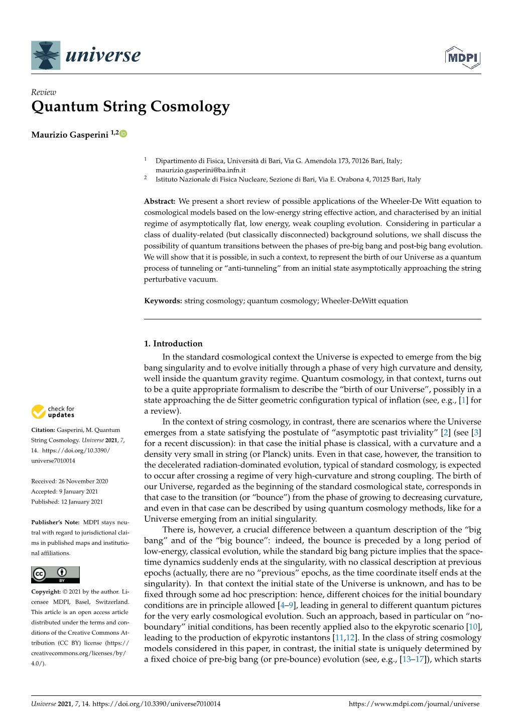 Quantum String Cosmology