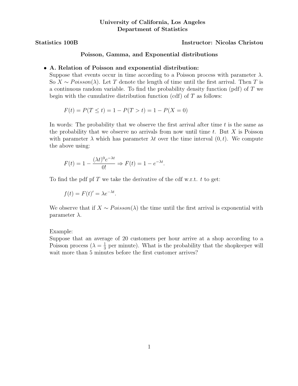 5. Poisson, Exponential, and Gamma Distributions