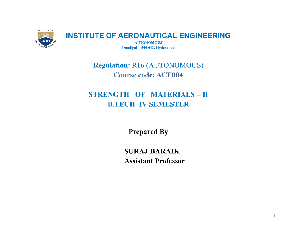 Ace004 Strength of Materials