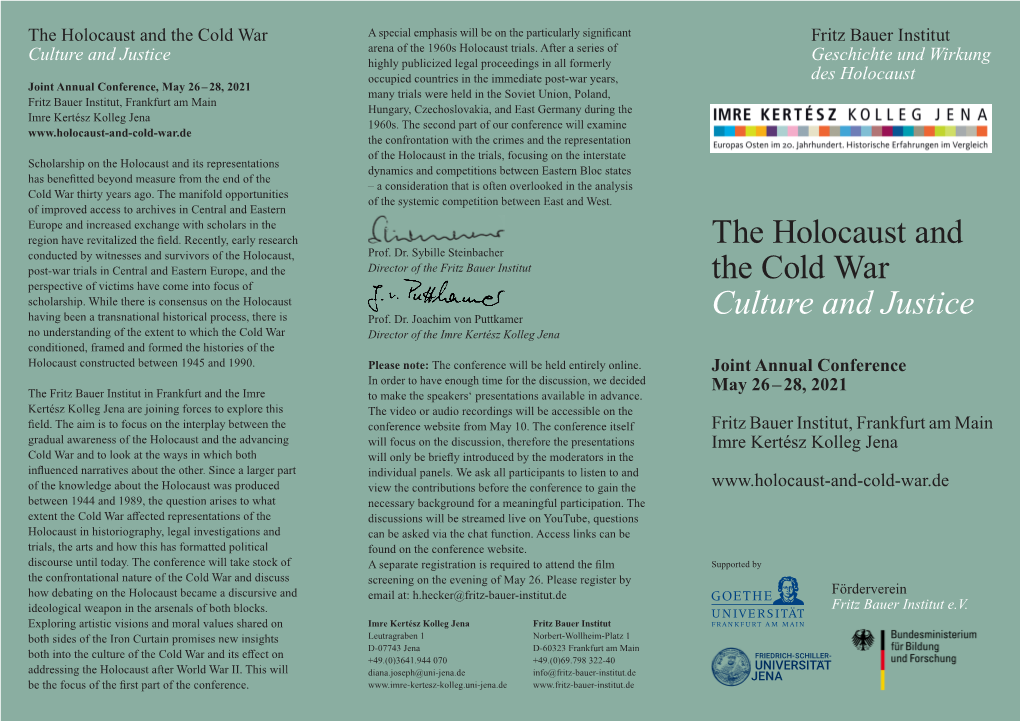 The Holocaust and the Cold War Culture and Justice