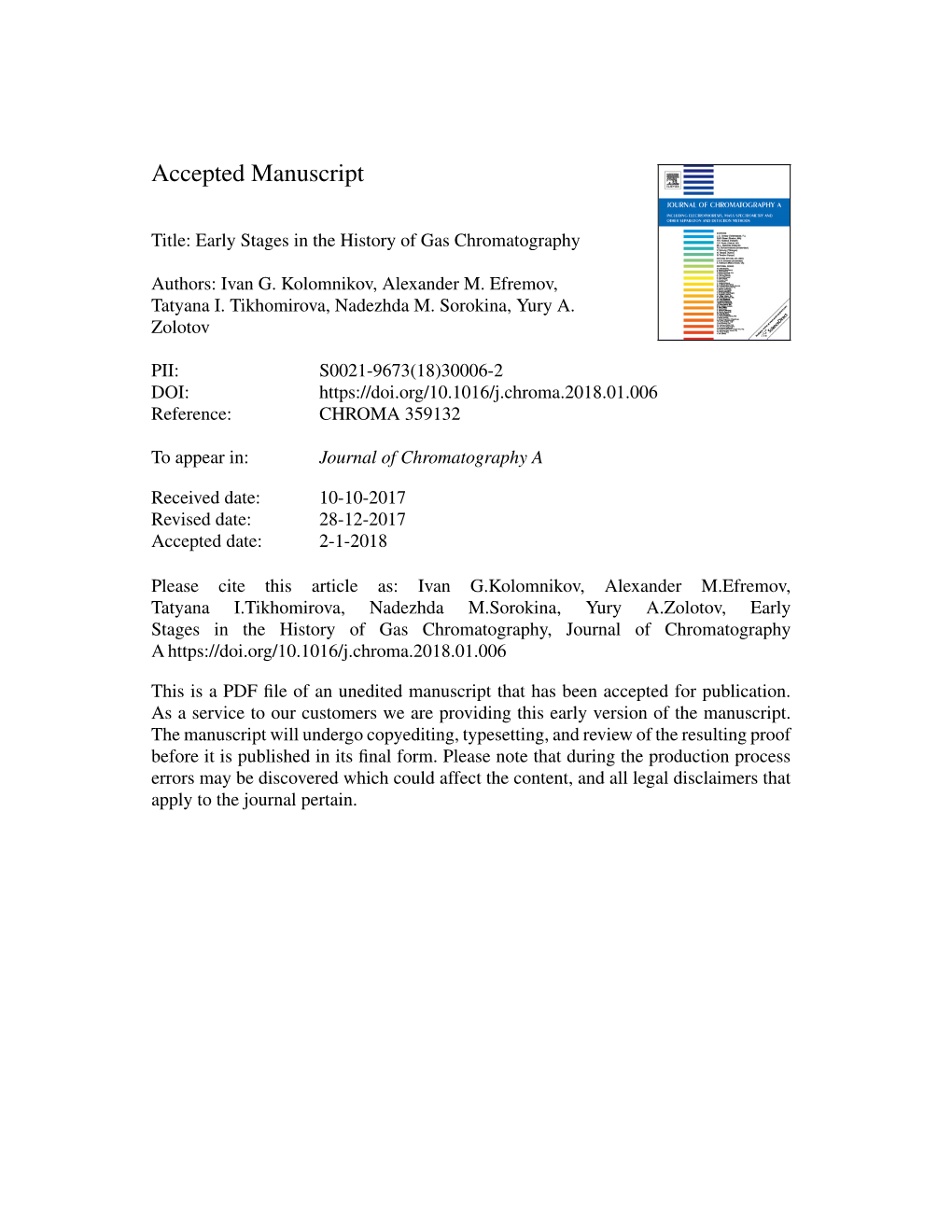 Early Stages in the History of Gas Chromatography