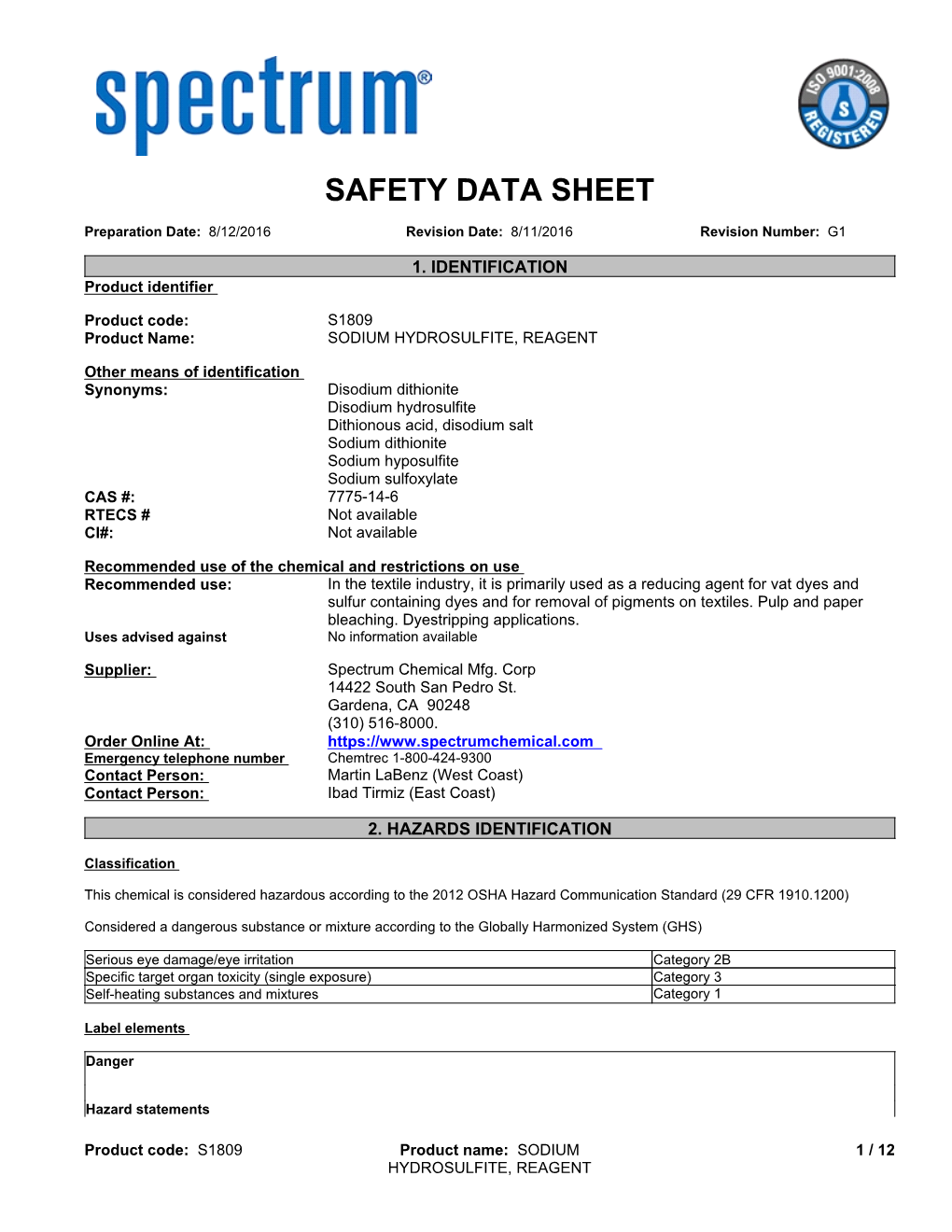 Safety Data Sheet