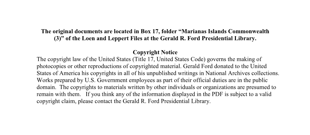 Marianas Islands Commonwealth (3)” of the Loen and Leppert Files at the Gerald R