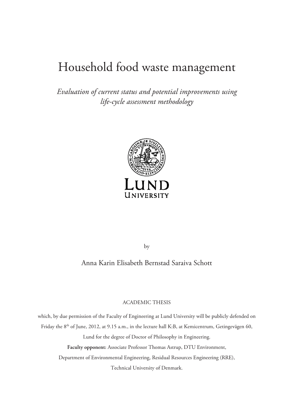 Household Food Waste Management