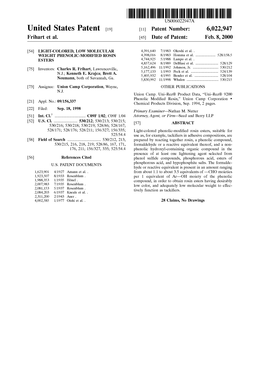 (19) 11 Patent Number: 6022947