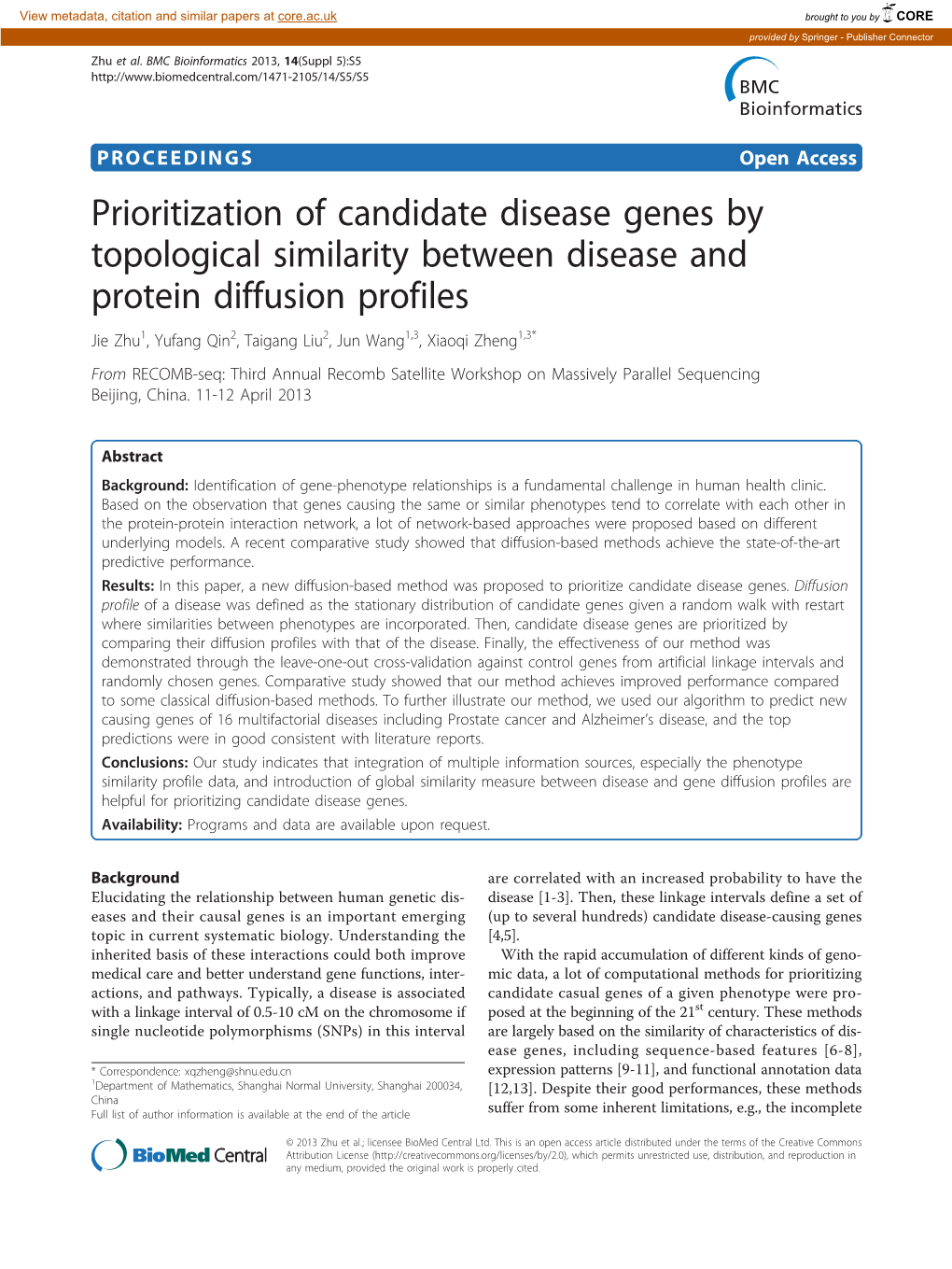 Prioritization of Candidate Disease Genes by Topological Similarity