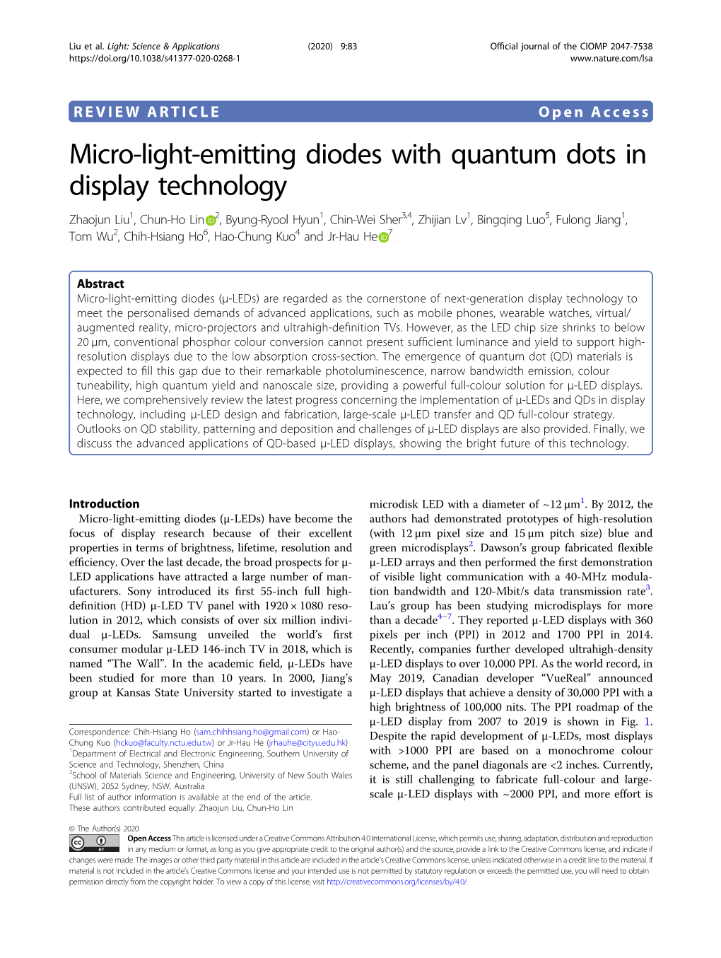 Micro-Light-Emitting Diodes with Quantum Dots in Display Technology