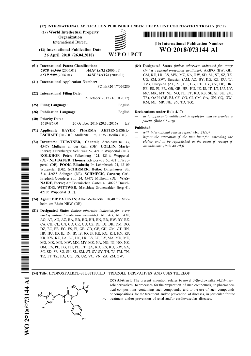 WO 2018/073144 Al 26 April 2018 (26.04.2018) W !P O PCT