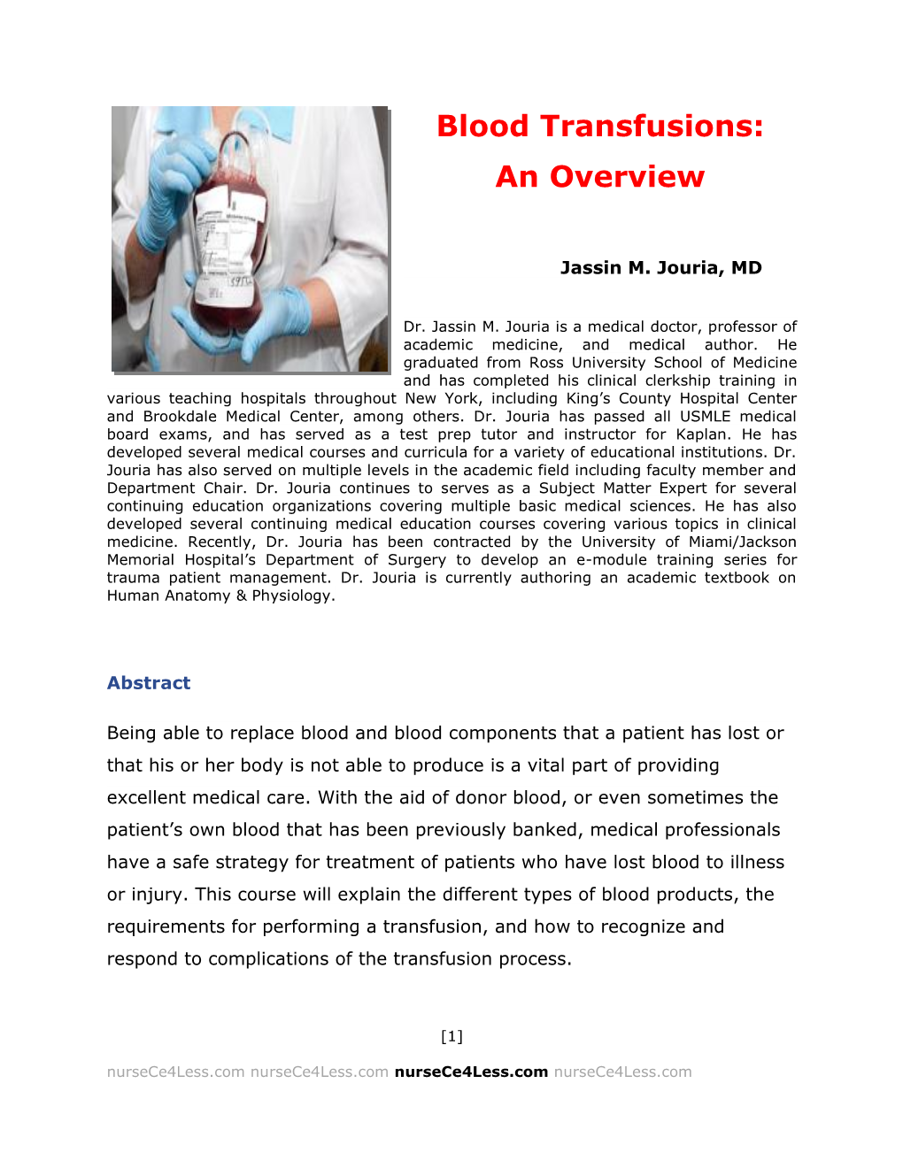 Blood Transfusions an Overview