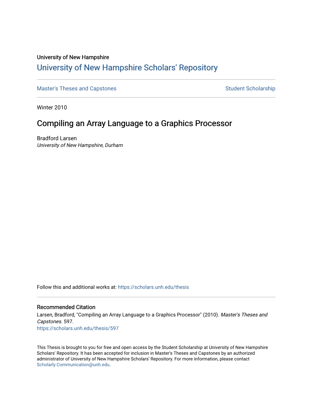 Compiling an Array Language to a Graphics Processor