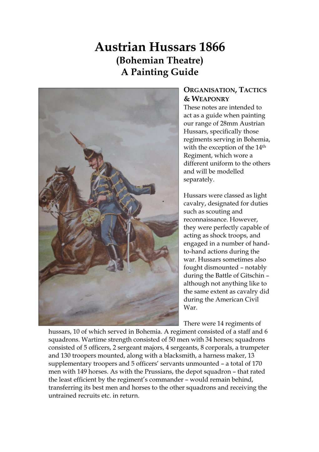 Austrian Hussars 1866 (Bohemian Theatre) a Painting Guide