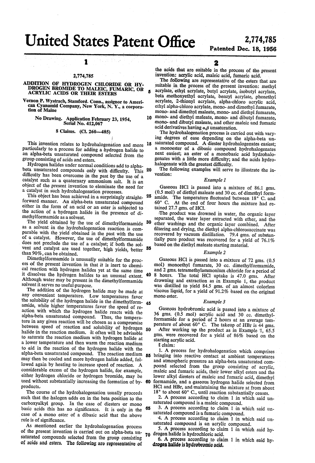 United States Patent Office Patented Dec