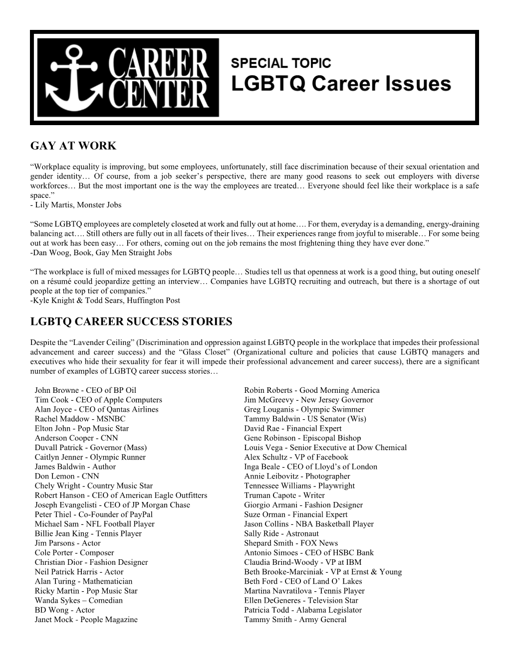 LGBTQ Job Market|Workplace