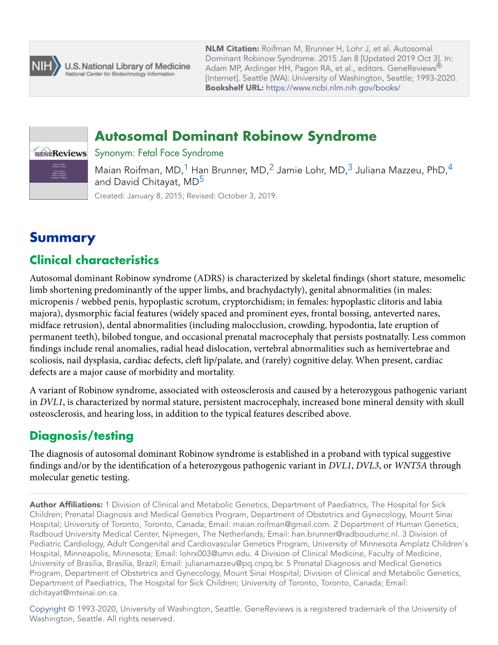 Autosomal Dominant Robinow Syndrome