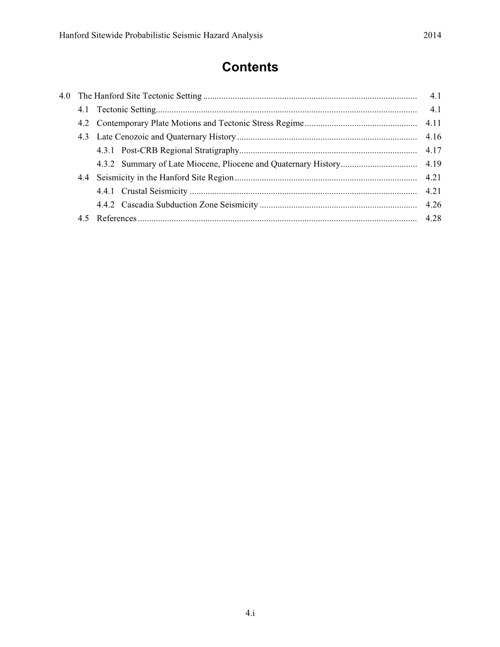 Hanford Sitewide Probabilistic Seismic Hazard Analysis 2014