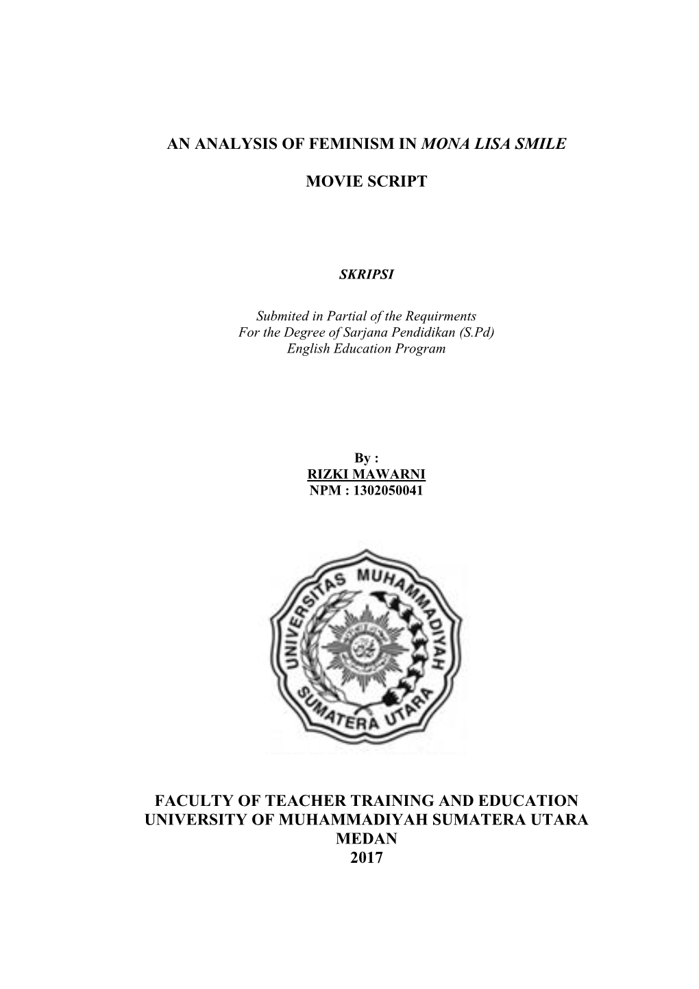 An Analysis of Feminism in Mona Lisa Smile Movie Script