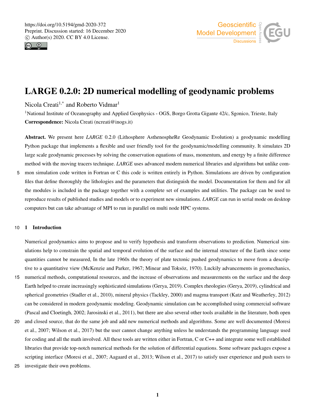LARGE 0.2.0: 2D Numerical Modelling of Geodynamic Problems