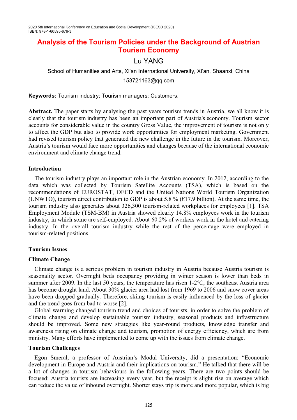 Analysis of the Tourism Policies Under the Background of Austrian