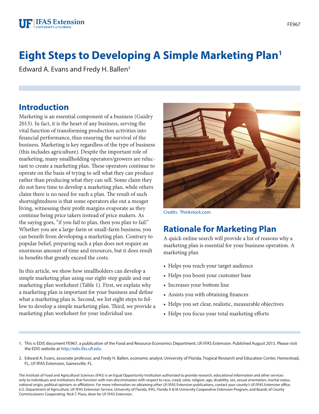 Eight Steps to Developing a Simple Marketing Plan1 Edward A