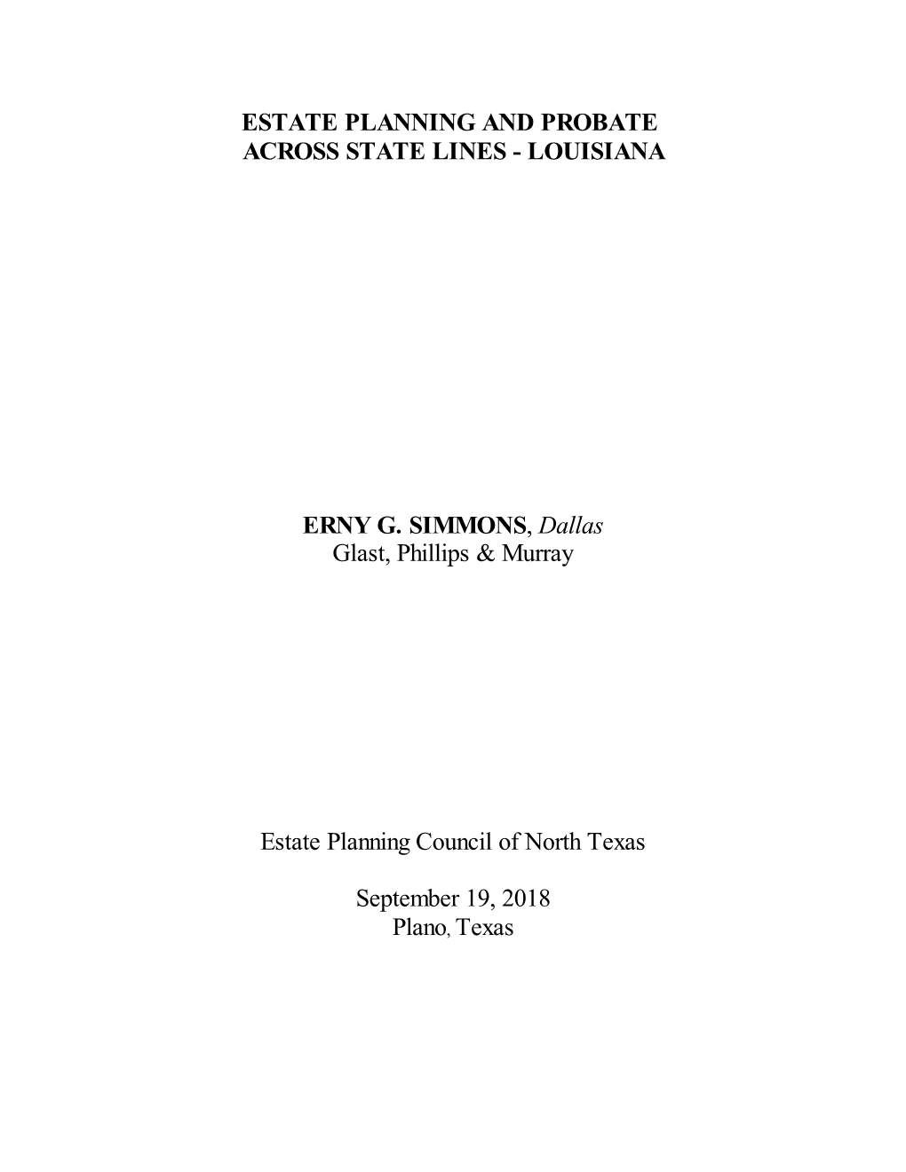 Estate Planning and Probate Across State Lines - Louisiana