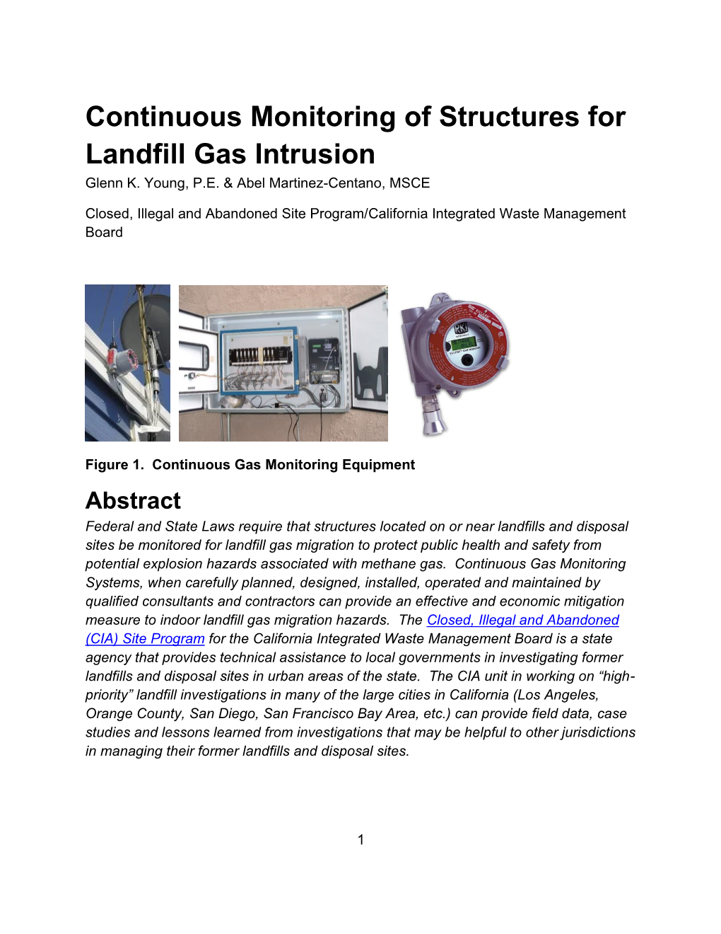 Continuous Monitoring of Structures for Landfill Gas Intrusion Glenn K