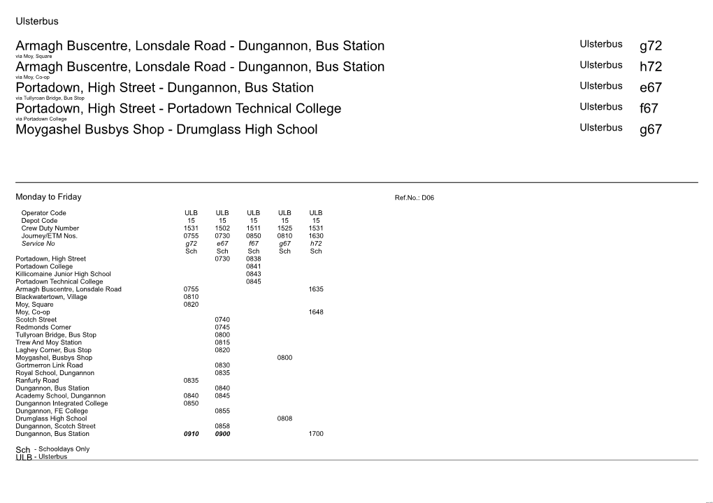 Dungannon, Bus Station H72 Portad