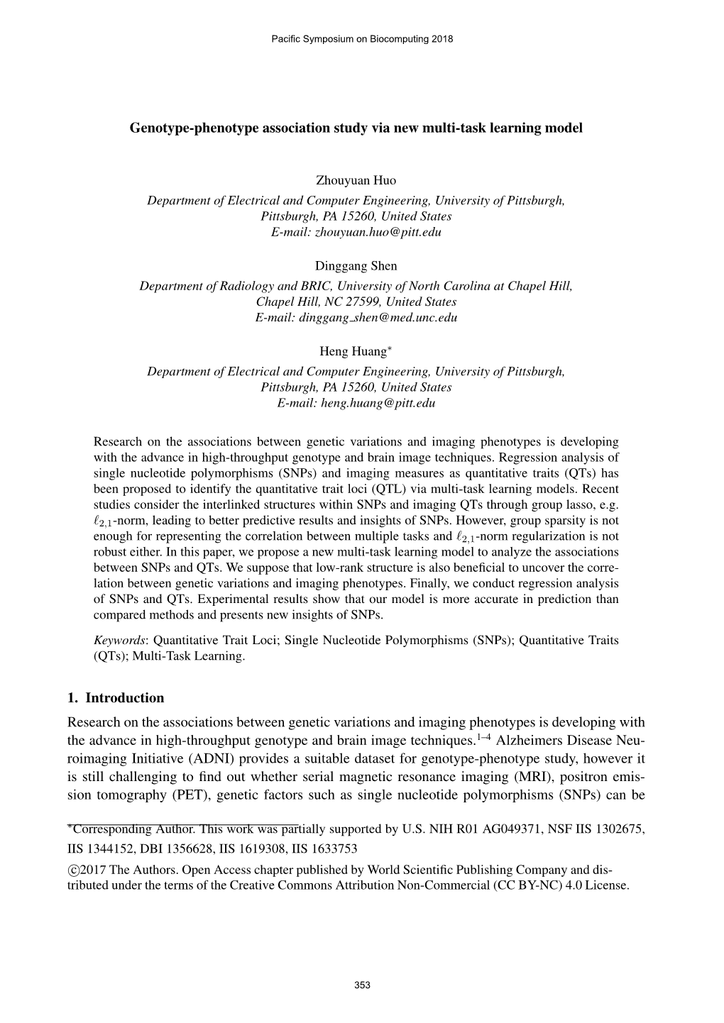 Genotype-Phenotype Association Study Via New Multi-Task Learning Model